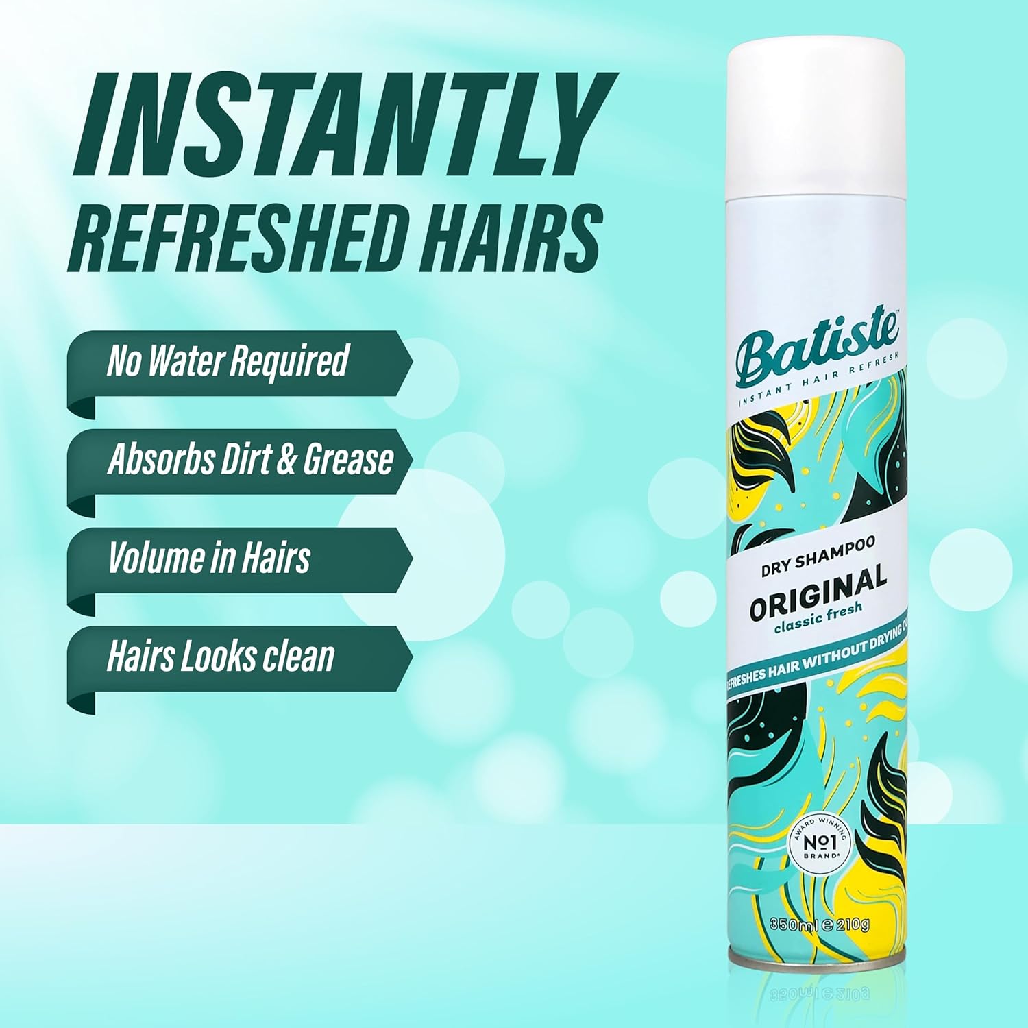 Batiste Dry Shampoo - Dry Shampoo for All Hair Types - Quick and Easy for Women - Original for Voluminous and Clean Roots - 2 x 11.83-fl.oz (350ml)