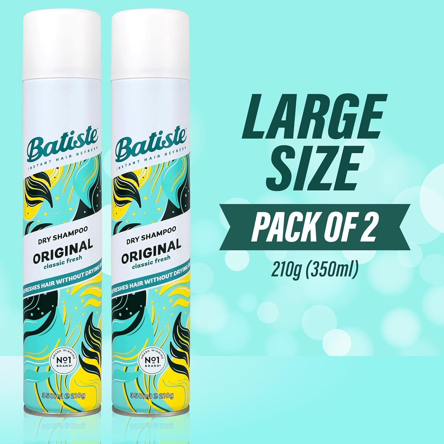 Batiste Dry Shampoo - Dry Shampoo for All Hair Types - Quick and Easy for Women - Original for Voluminous and Clean Roots - 2 x 11.83-fl.oz (350ml)