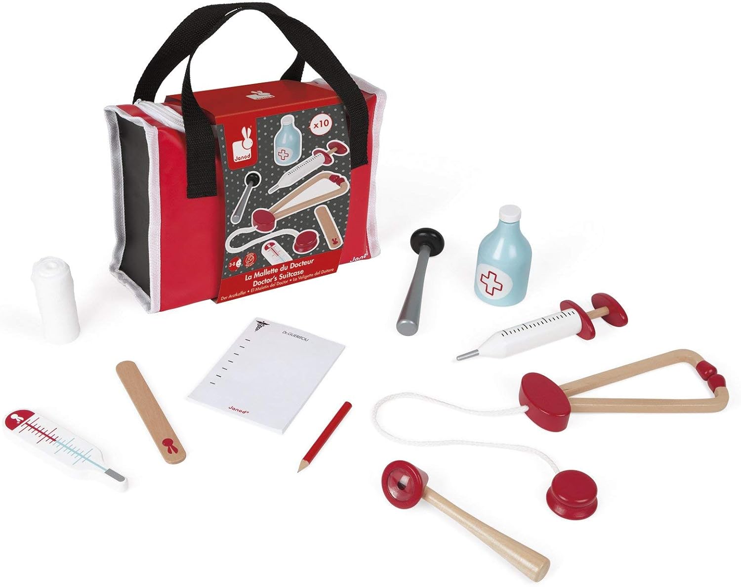 Janod Doctor's Suitcase - Play Set with 10 Accessories - Ages 3+ - J06513