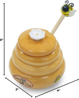 Joie Ceramic Beehive Honey Pot and Wooden Dipper, Mini