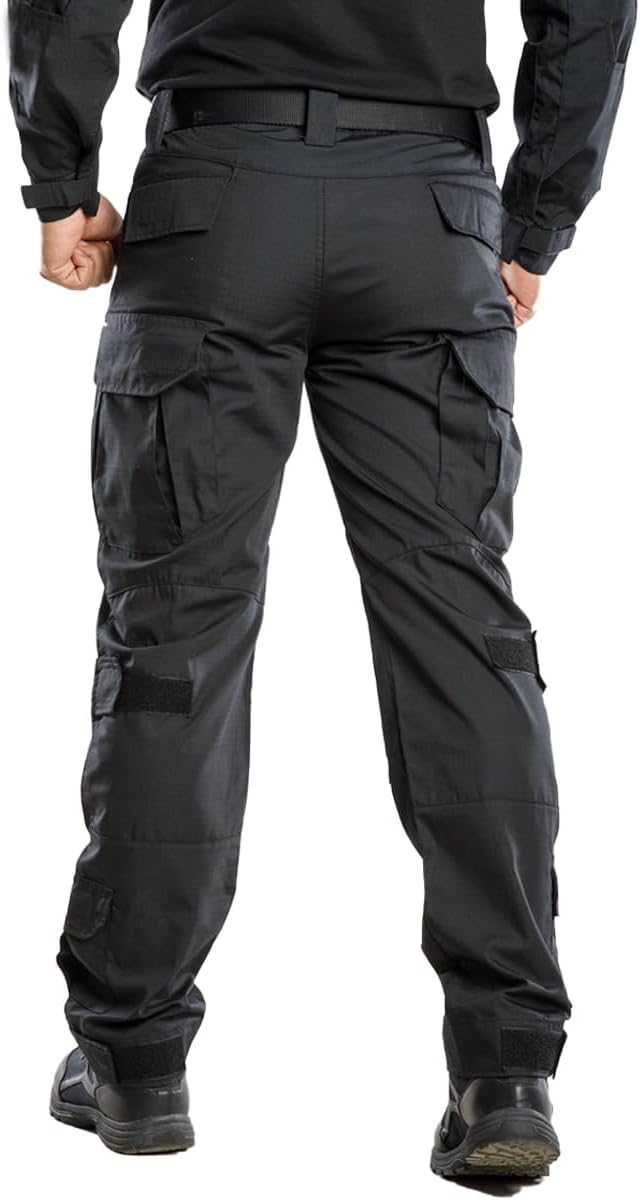 TRGPSG Men's Hiking Pants, Ripstop Camo Cargo Pants, Multi-Pocket Casual Work Pants 32 Black