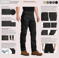 TRGPSG Men's Hiking Pants, Ripstop Camo Cargo Pants, Multi-Pocket Casual Work Pants 32 Black