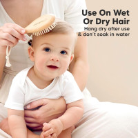 Baby Hair Brush Set for Newborns - Soft Goat Bristle Wooden Baby Brush and Comb Set Newborn Grooming Kit for Cradle Cap, Durable & Gentle, Boy, Girl Infant Essentials Care Kit Brush (Regular, Walnut) Walnut Oval, Regular