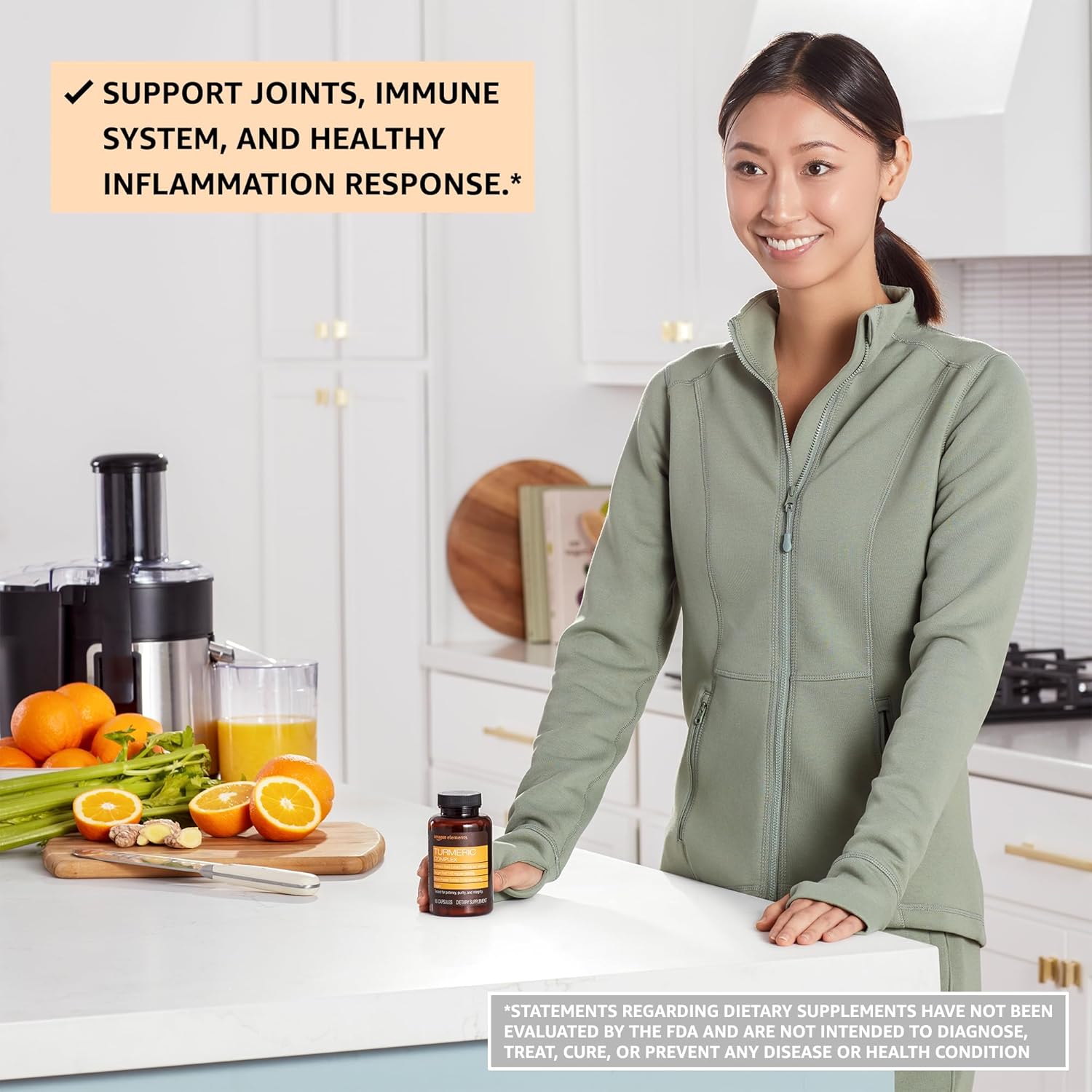 Amazon Elements Turmeric Complex, 316 mg Curcumin, 140 mg Ginger, 5 mg Black Pepper - Joint & Immune System, Healthy Inflammation Response - 65 Capsules (2 month supply) 65 Count (Pack of 1)