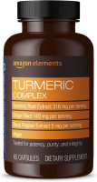 Amazon Elements Turmeric Complex, 316 mg Curcumin, 140 mg Ginger, 5 mg Black Pepper - Joint & Immune System, Healthy Inflammation Response - 65 Capsules (2 month supply) 65 Count (Pack of 1)