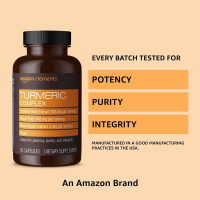 Amazon Elements Turmeric Complex, 316 mg Curcumin, 140 mg Ginger, 5 mg Black Pepper - Joint & Immune System, Healthy Inflammation Response - 65 Capsules (2 month supply) 65 Count (Pack of 1)