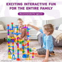 Marble Genius Marble Run - 150 Complete Pieces Maze Track Toys for Adults, Teens, Toddlers & Kids Aged 4-8 Years Old, (85 Translucent Marbulous Pieces + 65 Glass-Marble Set), Super Set 3.) Super Set - 150 Complete Pieces