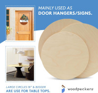 Wood Circles 18 inch, 1/4 Inch Thick, Birch Plywood Discs, Pack of 1 Unfinished Wood Circles for Crafts, Wood Rounds by Woodpeckers 18 inch, 1/4 inch thick Pack of 1