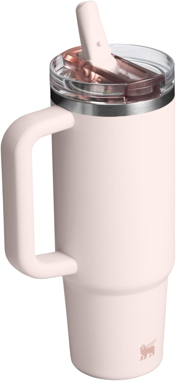 STANLEY Quencher ProTour Flip Straw Tumbler with Leakproof Lid | Built-In Straw & Handle | Cupholder Compatible for Travel | Insulated Stainless Steel Cup | BPA-Free 30 Ounces Rose Quartz