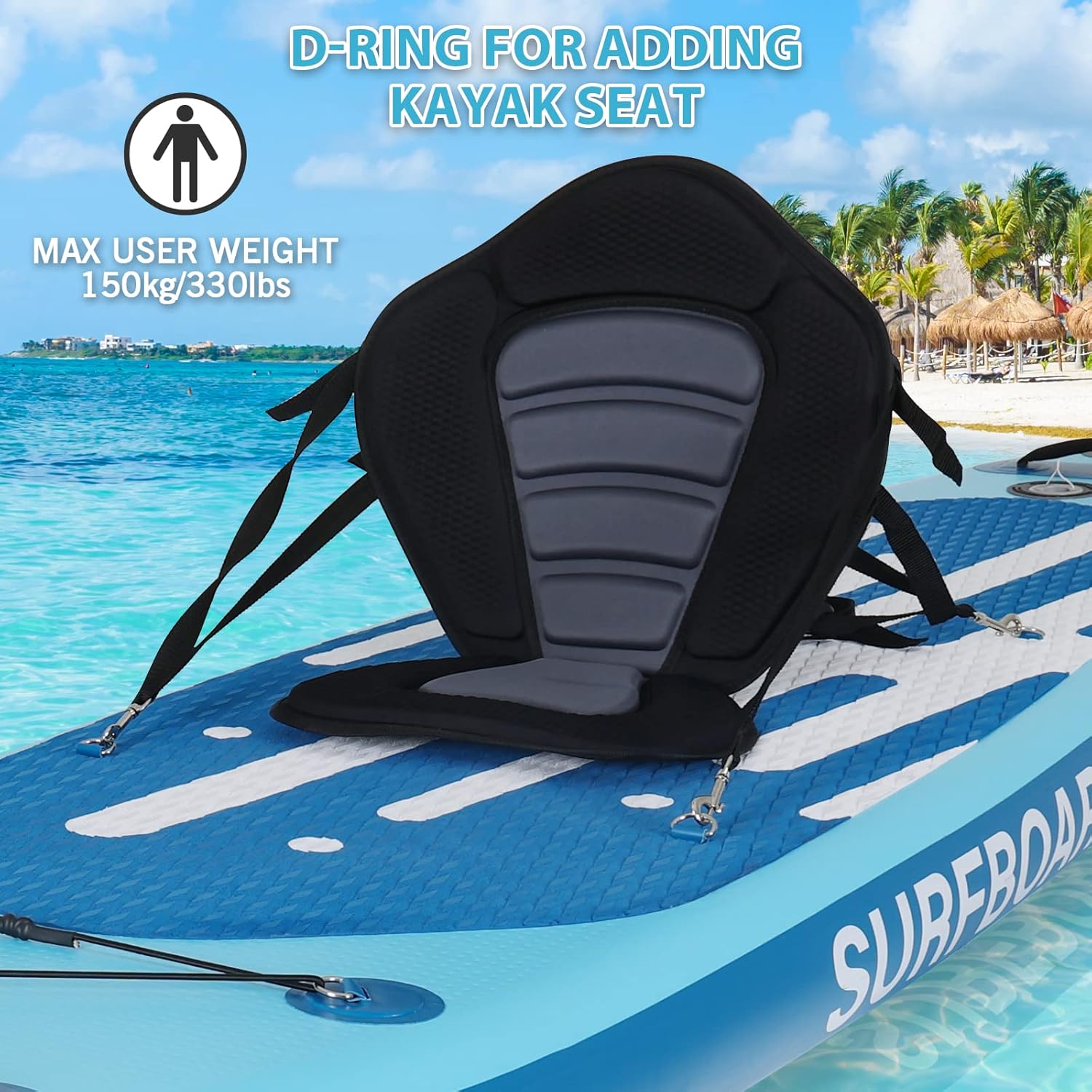 YUSING 11' Inflatable Stand Up Paddle Board with Kayak Seat, Non-Slip Deck SUP Paddle Board with Premium Kayak and SUP Accessories & Backpack, Portable Standing Boat for Youth & Adult Blue 11'