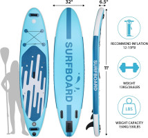 YUSING 11' Inflatable Stand Up Paddle Board with Kayak Seat, Non-Slip Deck SUP Paddle Board with Premium Kayak and SUP Accessories & Backpack, Portable Standing Boat for Youth & Adult Blue 11'