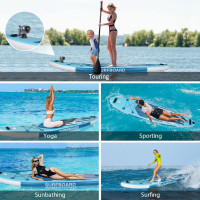 YUSING 11' Inflatable Stand Up Paddle Board with Kayak Seat, Non-Slip Deck SUP Paddle Board with Premium Kayak and SUP Accessories & Backpack, Portable Standing Boat for Youth & Adult Blue 11'