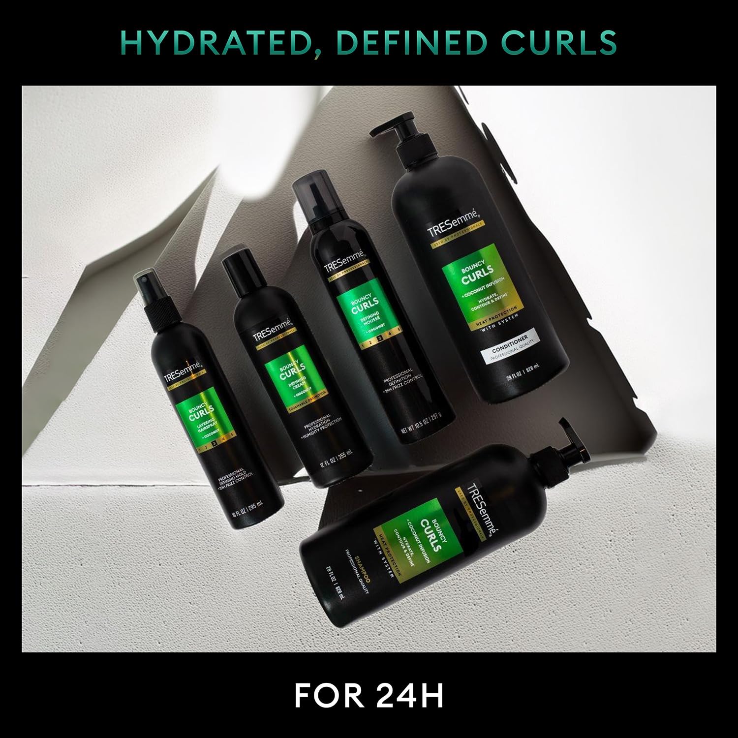 TRESemmé Shampoo and Conditioner Set, Bouncy Curls – Hydrating Curl-Defining, Curly Hair Formula, Frizz-Control Products, 28 Oz Ea