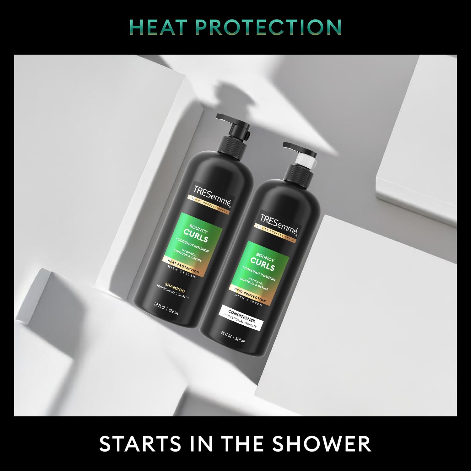 TRESemmé Shampoo and Conditioner Set, Bouncy Curls – Hydrating Curl-Defining, Curly Hair Formula, Frizz-Control Products, 28 Oz Ea