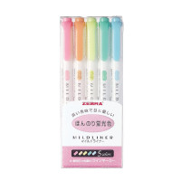 ZEBRA MILD LINER, Double Sided Highlighter, 5 Set (WKT7-5C) 5 color