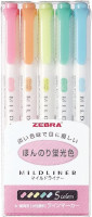 ZEBRA MILD LINER, Double Sided Highlighter, 5 Set (WKT7-5C) 5 color