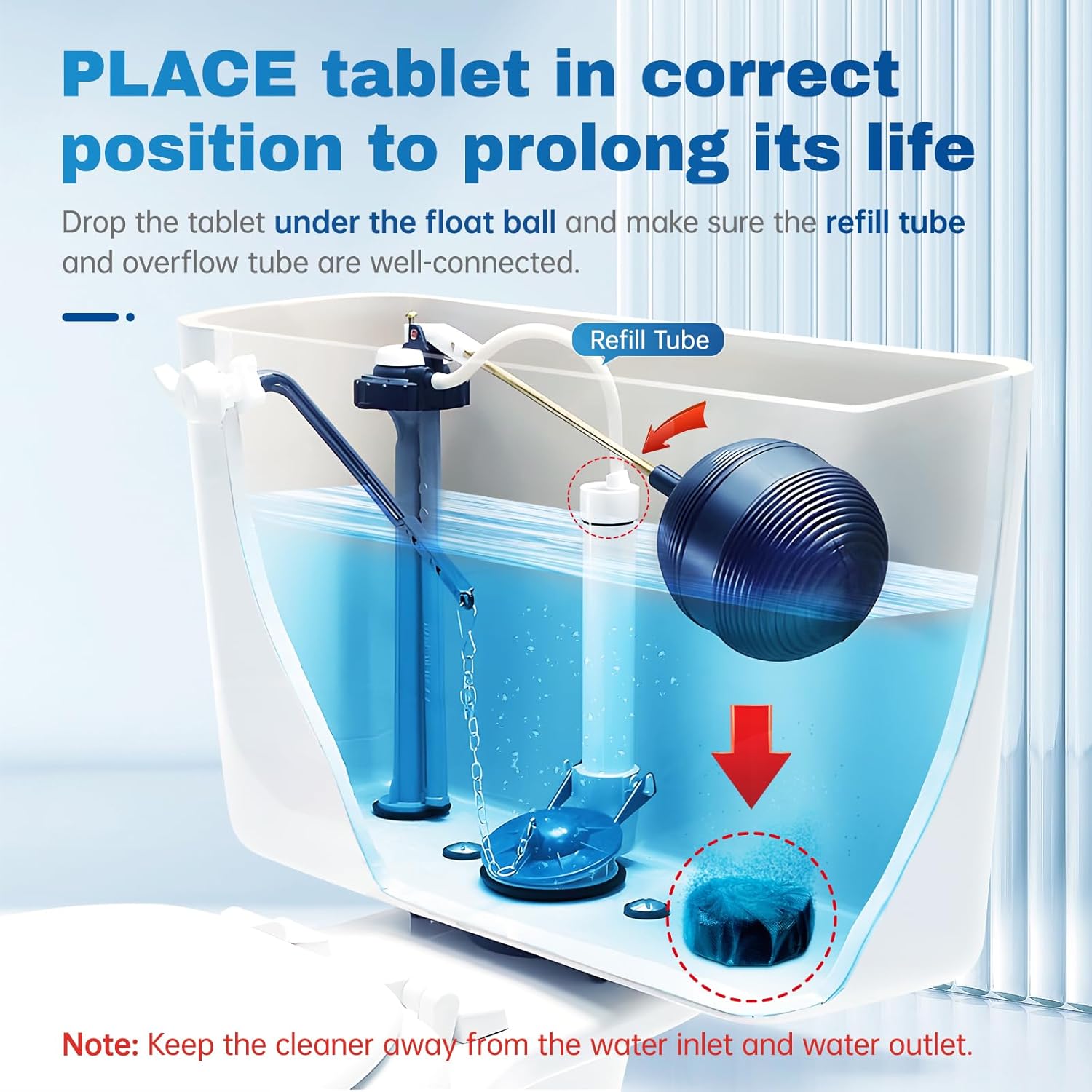 Vacplus Automatic Toilet Bowl Cleaner Tablets, Bathroom Toilet Tank Cleaner (12 PACK), VA-T165 12 Count (Pack of 1)