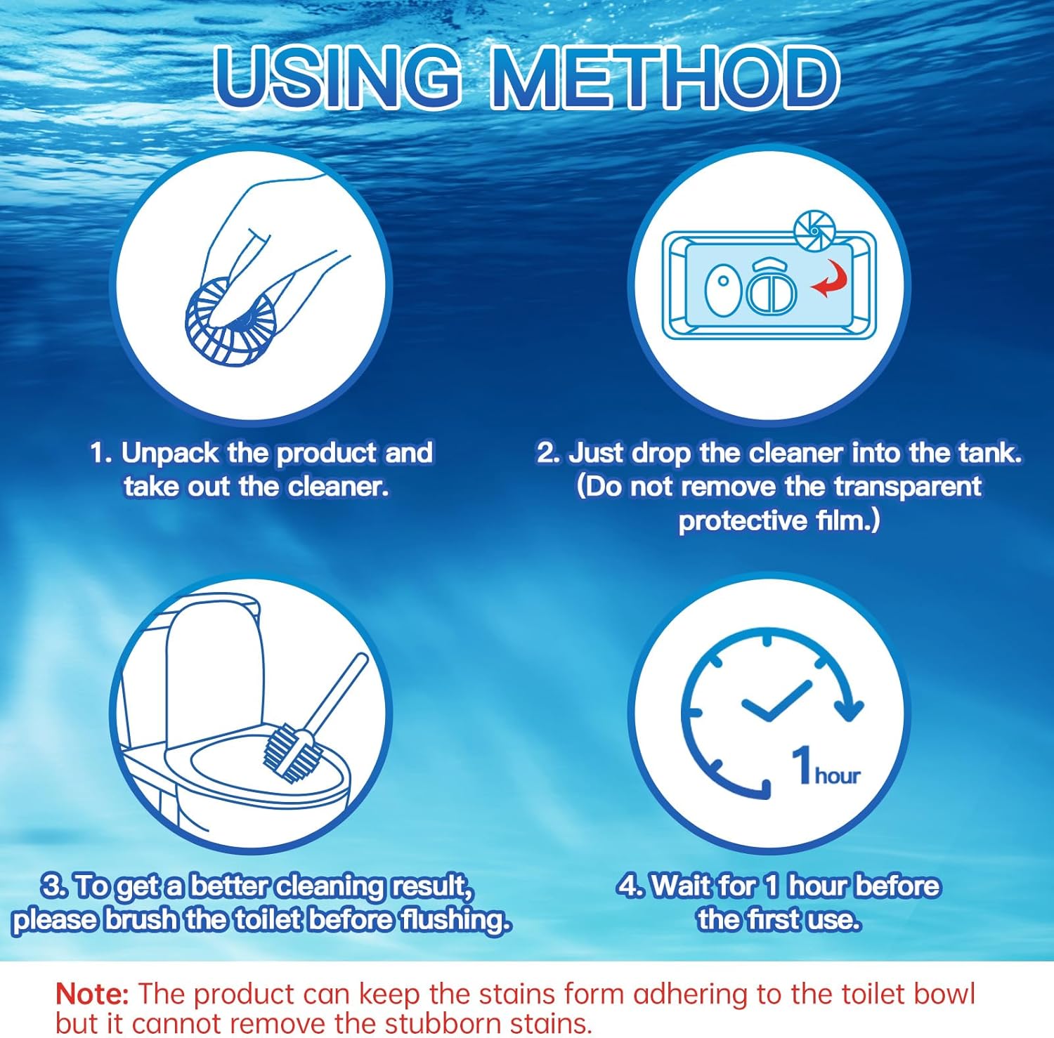 Vacplus Automatic Toilet Bowl Cleaner Tablets, Bathroom Toilet Tank Cleaner (12 PACK), VA-T165 12 Count (Pack of 1)