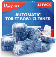 Vacplus Automatic Toilet Bowl Cleaner Tablets, Bathroom Toilet Tank Cleaner (12 PACK), VA-T165 12 Count (Pack of 1)