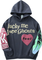 BLLDFZ I See Ghosts Hoodie Hip Hop Hooded X-Large-XX-Large Dark Gray