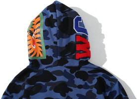Camouflage shark jacket men's fall and winter cardigan zipper embroidery hooded sweater large size couple models Large Purple