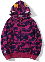 Camouflage shark jacket men's fall and winter cardigan zipper embroidery hooded sweater large size couple models Large Purple