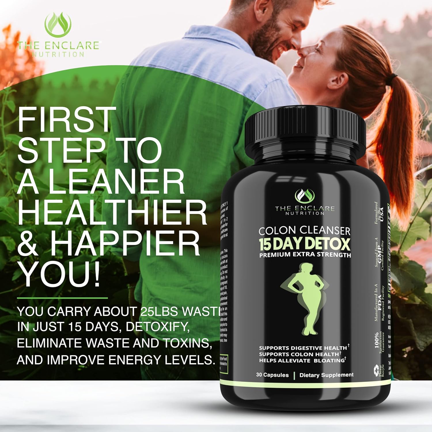 THE ENCLARE NUTRITION Colon Cleanse 15 Day Gut Cleanse Pills. Colon Cleanser for Women & Men. Psyllium, Probiotic Laxatives for Constipation, Bloating Relief, Detox Cleanse for Weight Loss Support (1)