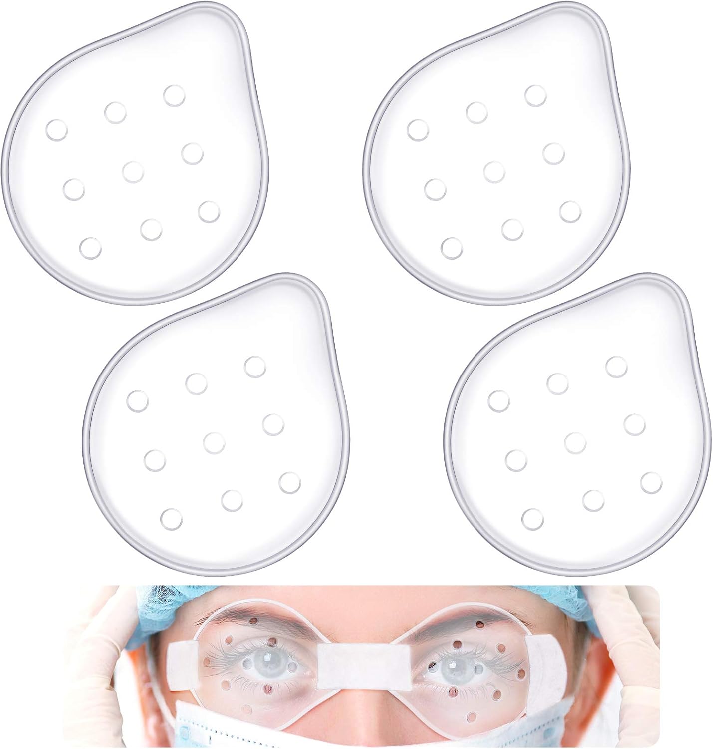 4 Pieces Eye Plastic Plastic Eye Ventilated Plastic Eye Coverings Transparent Eye Protections Breathable Eye Care Supplies for Men Women to Prevent Sand, Small Gravel