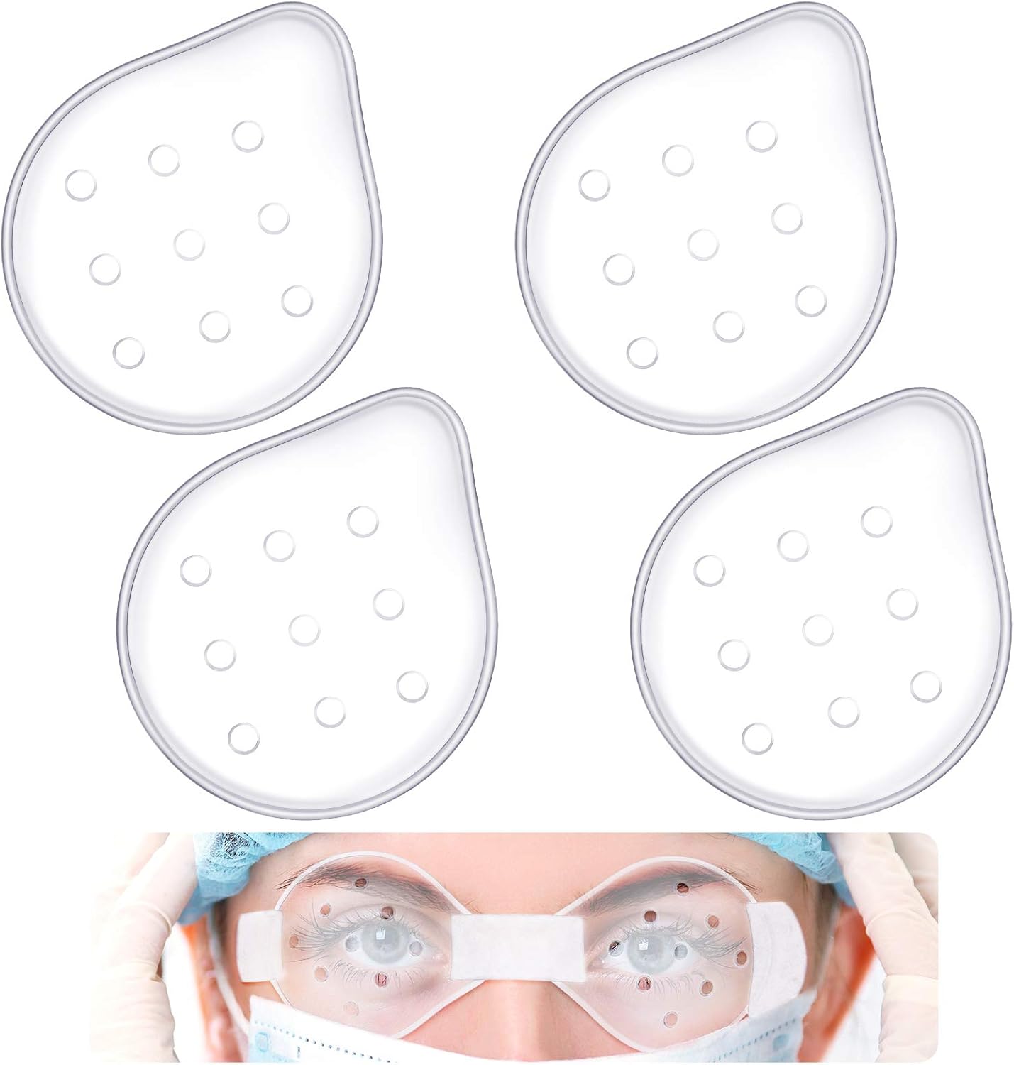 Lothee 4 Pieces Plastic Ventilated Eye Shields Coverings Transparent Eye Protections Breathable Supplies for Men Women to Prevent Sand Small Grave