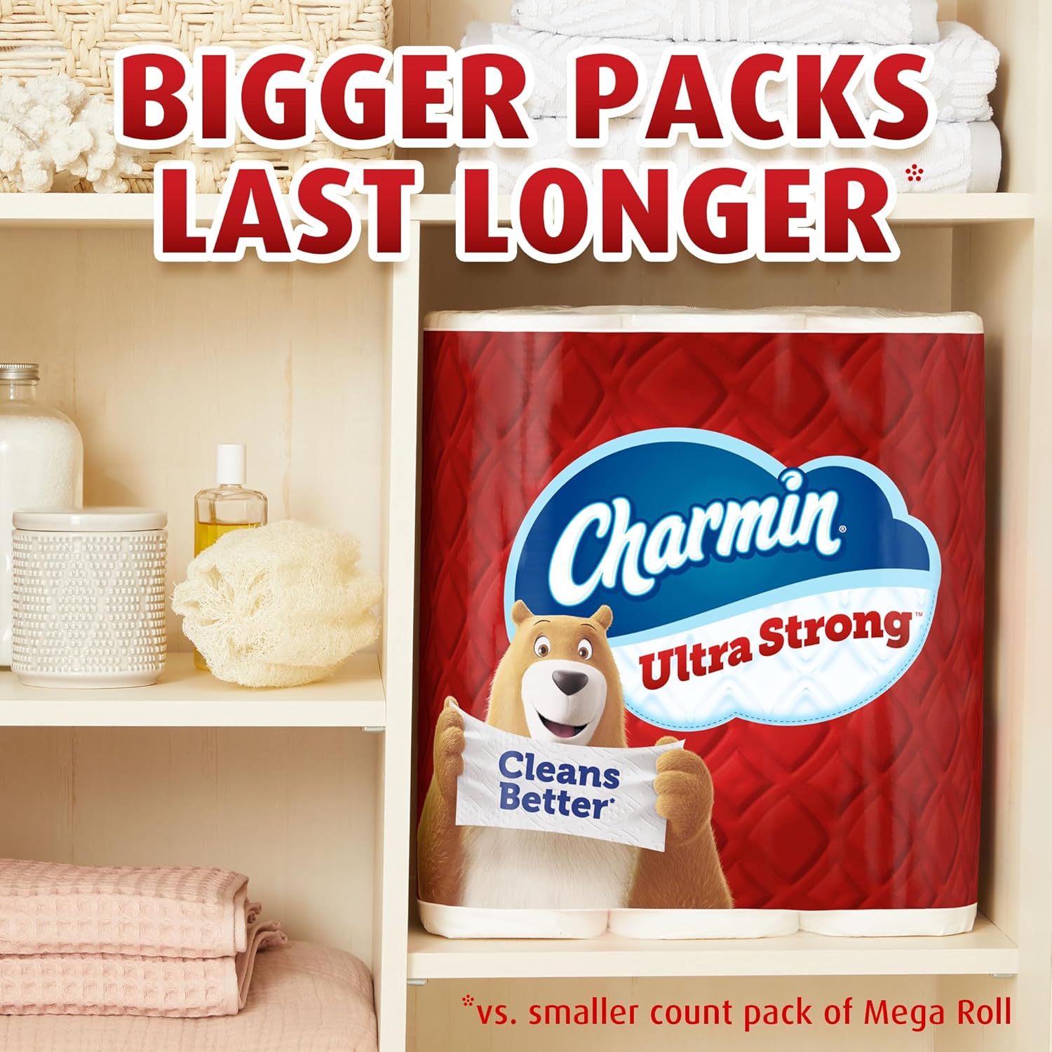 Charmin Ultra Strong Toilet Paper, 6 Mega Rolls = 24 Regular Rolls Mega 220 sheet (Pack of 6)