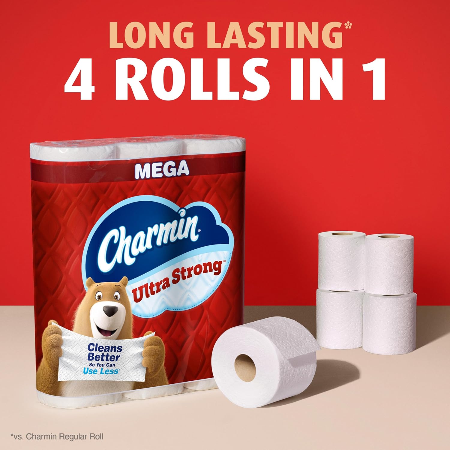 Charmin Ultra Strong Toilet Paper, 6 Mega Rolls = 24 Regular Rolls Mega 220 sheet (Pack of 6)
