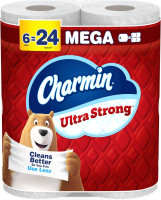 Charmin Ultra Strong Toilet Paper, 6 Mega Rolls = 24 Regular Rolls Mega 220 sheet (Pack of 6)