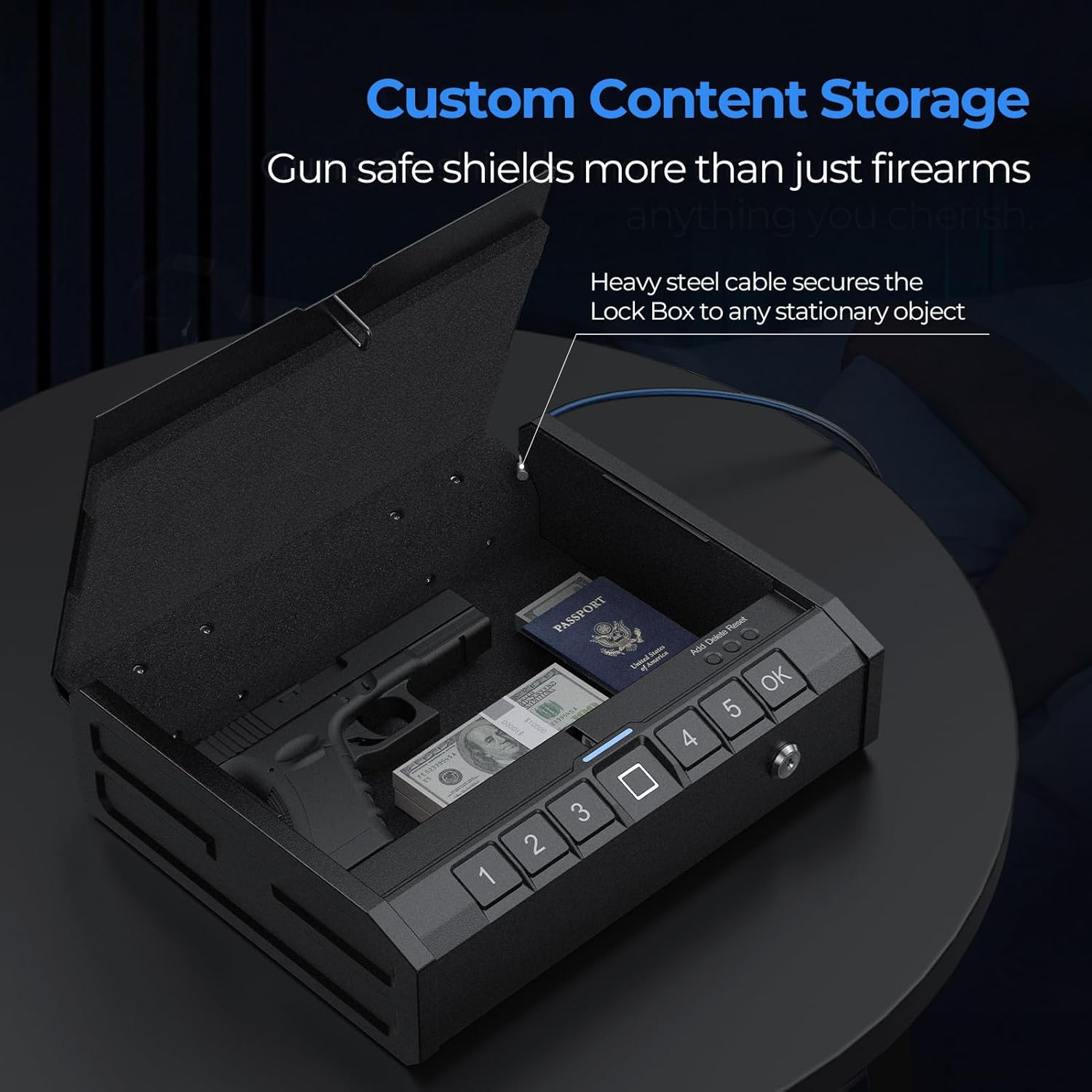 ONNAIS Iron SE Biometric Gun Safe – Quick Access Handgun Safe with Fingerprint & Keypad Lock for Home, Bedside, Nightstand, or Car Standard Basic