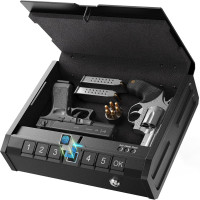 ONNAIS Iron SE Biometric Gun Safe – Quick Access Handgun Safe with Fingerprint & Keypad Lock for Home, Bedside, Nightstand, or Car Standard Basic