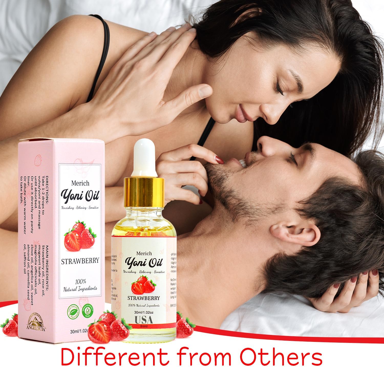 MERICH Natural Yoni Oil for Women | pH Balancing Vaginal Detox Oil, Strawberry | Rejuvenating Formula for Dark Spots & Ingrown Hair | Odor Eliminator & Gentle Cleansing Feminine Care | 1 oz