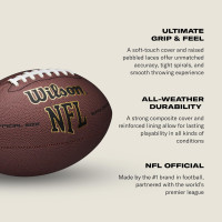 WILSON NFL Super Grip Composite Footballs Brown Junior size (4th-6th grade; Ages 9-12)