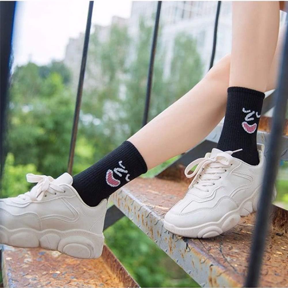 Meloday 10 PACK Crazy Funny Emotion Crew Socks Soft Cotton - 10 different fun designs and color per pack 5-10 Soothe