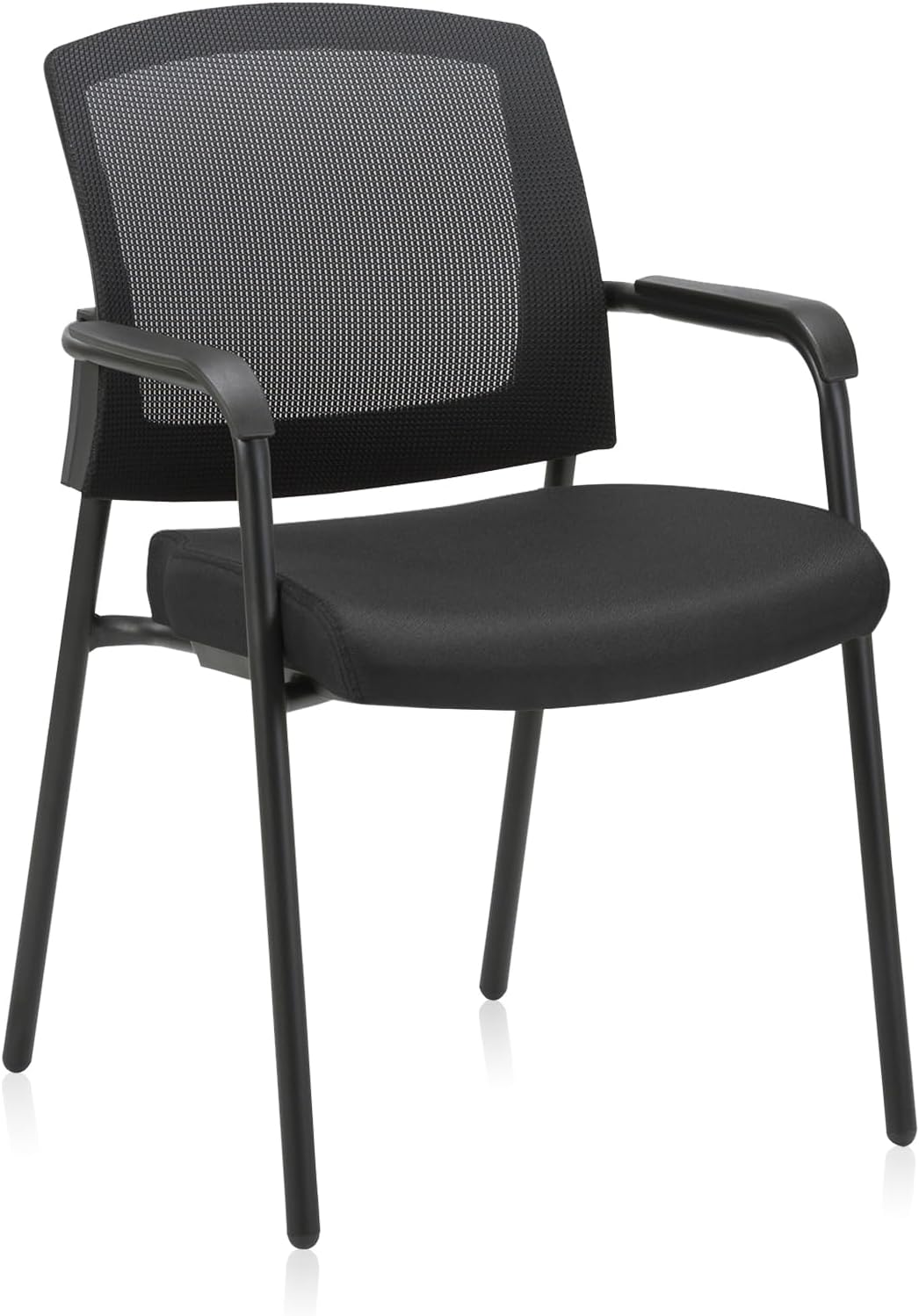 CLATINA Office Reception Guest Chair Mesh Back Stacking with Ergonomic Lumbar Support and Thickened Seat Cushion for Waiting Conference Room Black 1 Pack Black