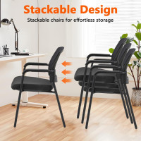 CLATINA Office Reception Guest Chair Mesh Back Stacking with Ergonomic Lumbar Support and Thickened Seat Cushion for Waiting Conference Room Black Black 1 Pack