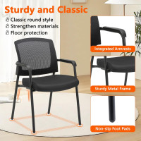 CLATINA Office Reception Guest Chair Mesh Back Stacking with Ergonomic Lumbar Support and Thickened Seat Cushion for Waiting Conference Room Black 1 Pack Black