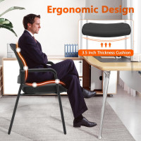 CLATINA Office Reception Guest Chair Mesh Back Stacking with Ergonomic Lumbar Support and Thickened Seat Cushion for Waiting Conference Room Black 2 Pack