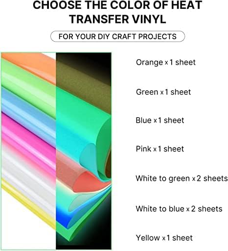 Heat Transfer Vinyl Glow in Dark Iron on Vinyl 9 Pack 12