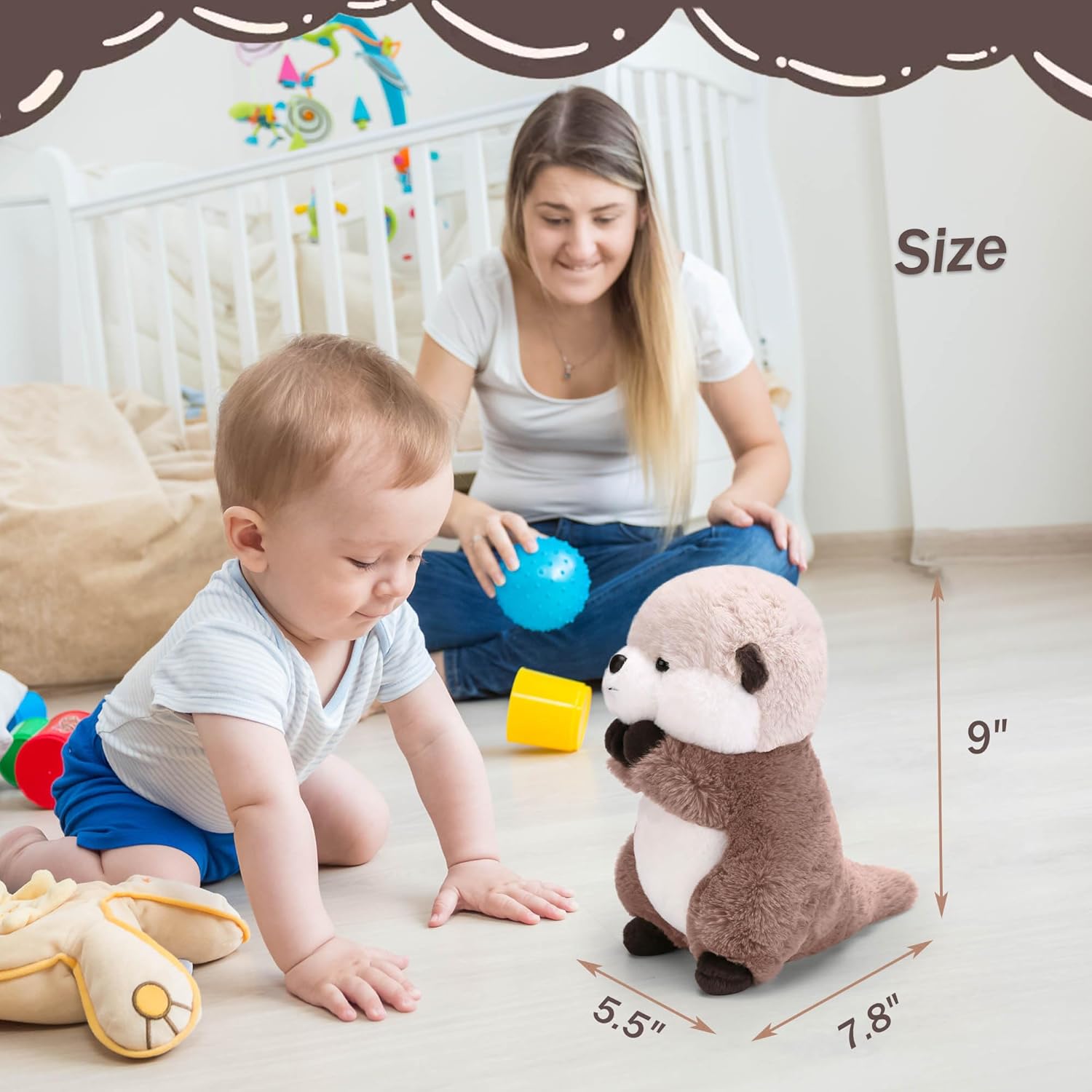 Cute Otter Plush Soft Plushie Toy Stuffed Animal Birthday Gift for Kids Children Girls Boys 9.8 Inch Sea Otter Stuffed Animals