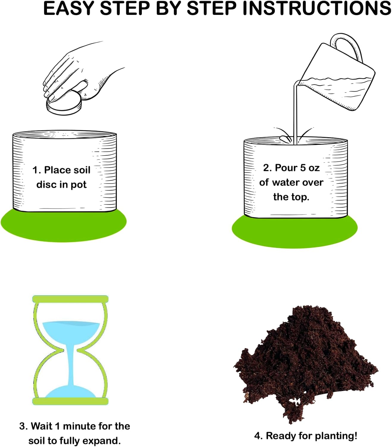 16 Pack Expanding Organic Fiber Soil, Amazing Potting Soil for Indoor Plants & Herbs. Soil Discs Made from Coco Coir. Expands to Fit 3” and 4” Pots.