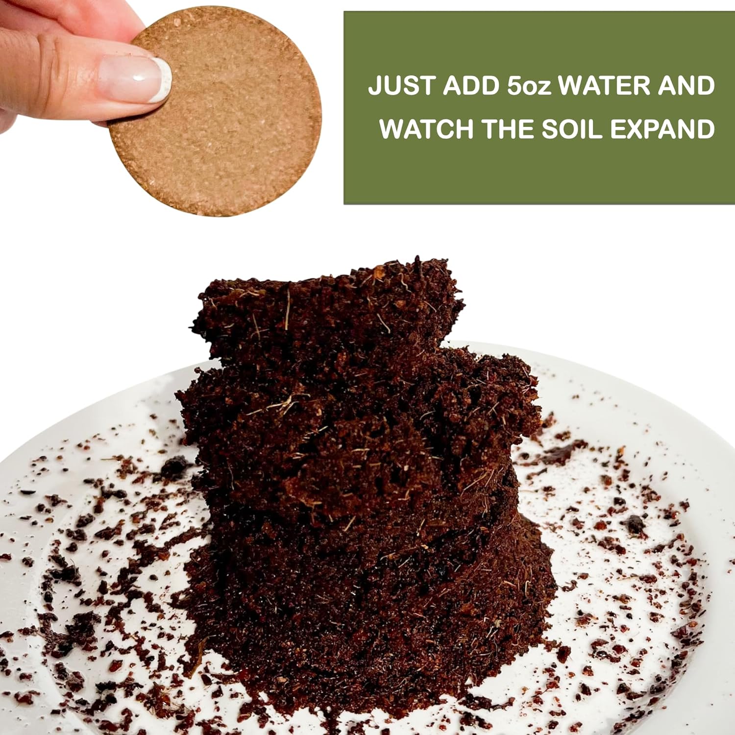 16 Pack Expanding Organic Fiber Soil, Amazing Potting Soil for Indoor Plants & Herbs. Soil Discs Made from Coco Coir. Expands to Fit 3” and 4” Pots.
