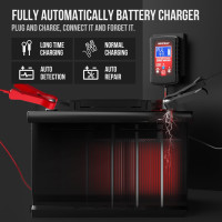 1.75-Amp Car Battery Charger, 6V and 12V Smart Fully Automatic Battery Charger Maintainer, Trickle Charger, Battery Desulfator for Car, Lawn Mower, Motorcycle, Boat, Marine Lead Acid Batteries