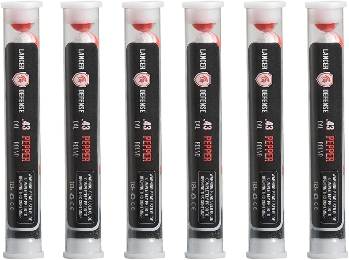 Lancer Tactical Defense Ball 0.43 Cal for Self Defense Includes Pepper Projectile Bulk 6 Pack, Pack of 8 Each