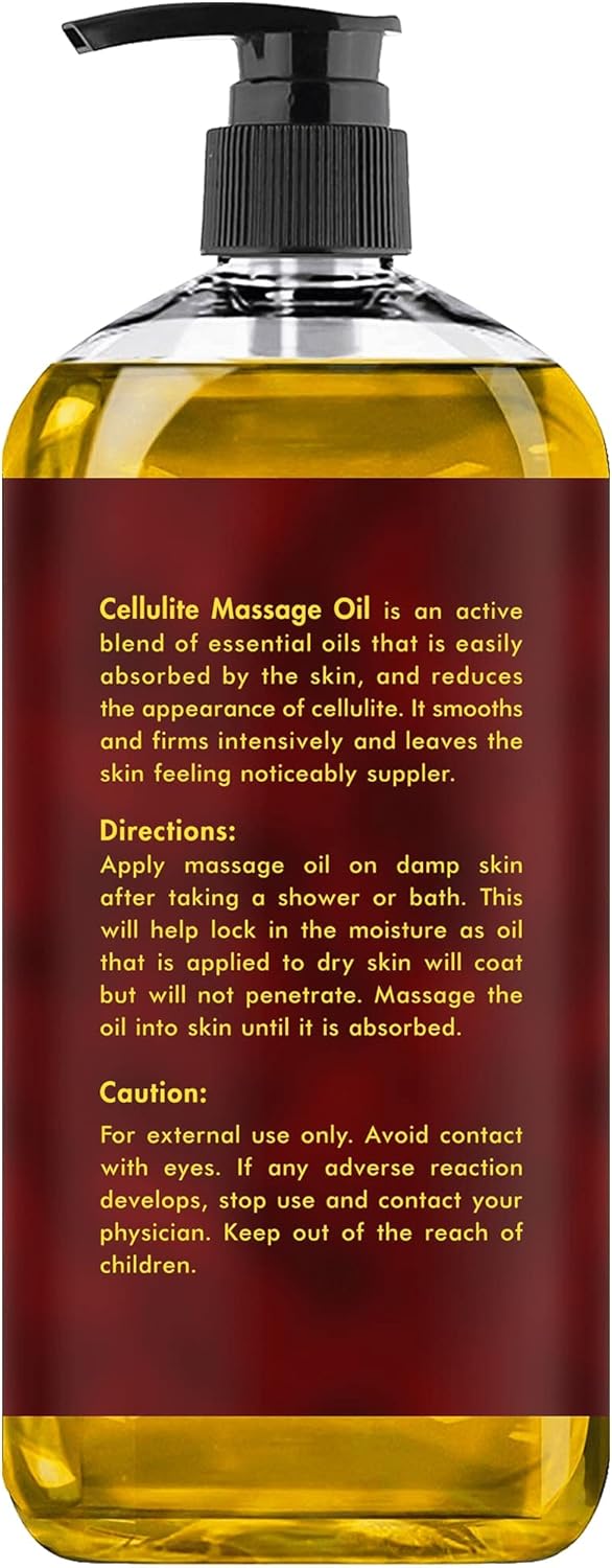Majestic Pure Anti Cellulite Massage Oil for Massage Therapy - Refreshing, and Relaxing - Natural Oils with Vegan Collagen, Stem Cells & Cellulite Cream - All Skin Types - Men and Women - 8 fl oz Cellulite Massage Oil 8 Fl Oz (Pack of 1)