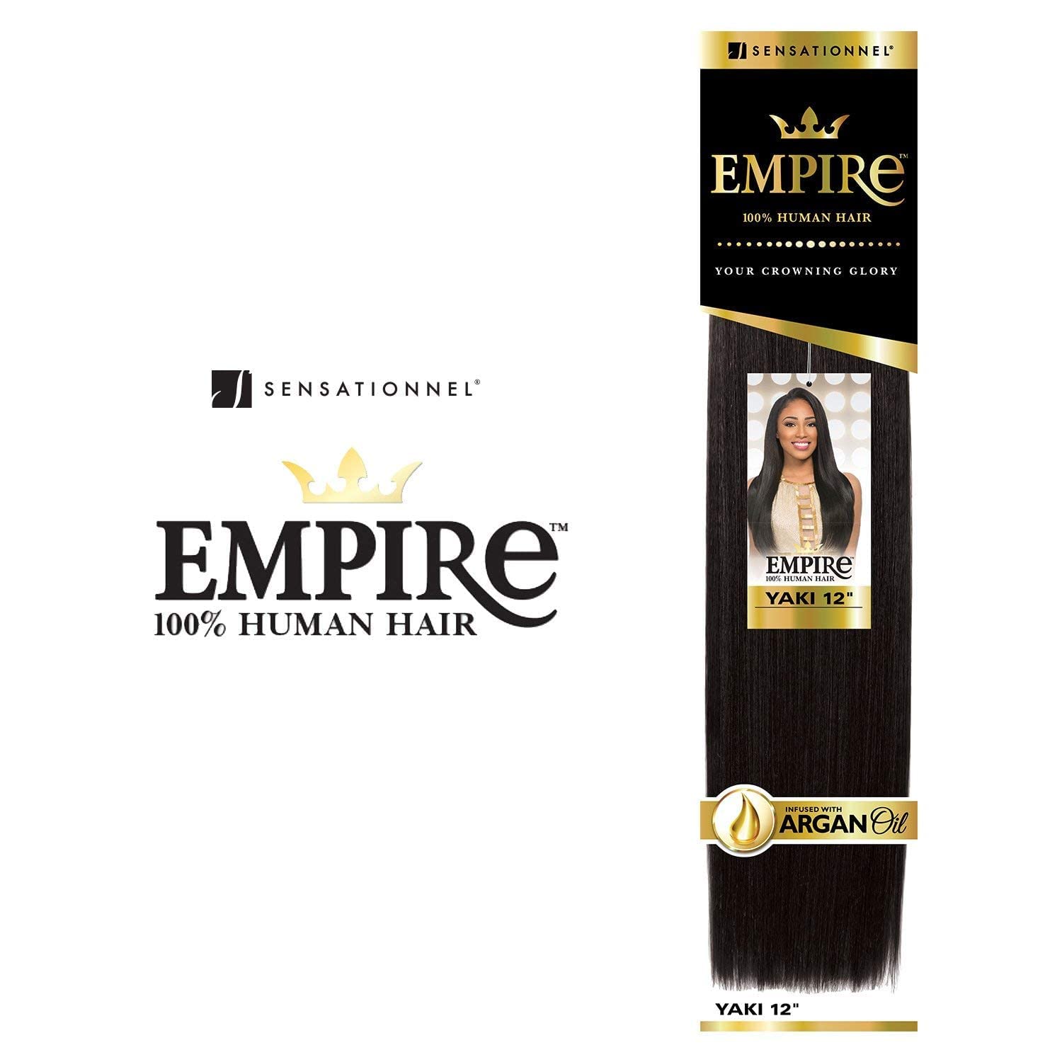 Sensationnel Empire yaki human hair - tangle free weaving for quick weave and sew in styles for faux highlights - 1 pack (12 inch, 1B OFFBLACK) 12 Inch 1B OFFBLACK
