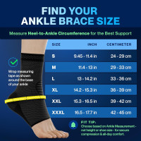 Modvel Foot & Ankle Brace Socks for Sprained Ankle Compression Sleeve - Plantar Fasciitis Relief Brace, Foot Support for pain Women & Men - Tendonitis & Arthritis Feet Sleeve, Stabilizing Ankles Wrap Medium A Black 2